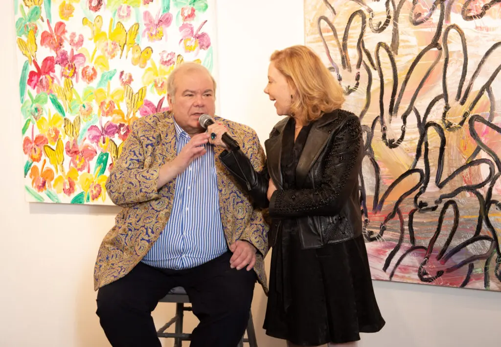Hunt Slonem, Laura Rathe at Laura Rathe Fine Art's "Hunt Slonem: Hare Salon" (Photo by George Fiala)