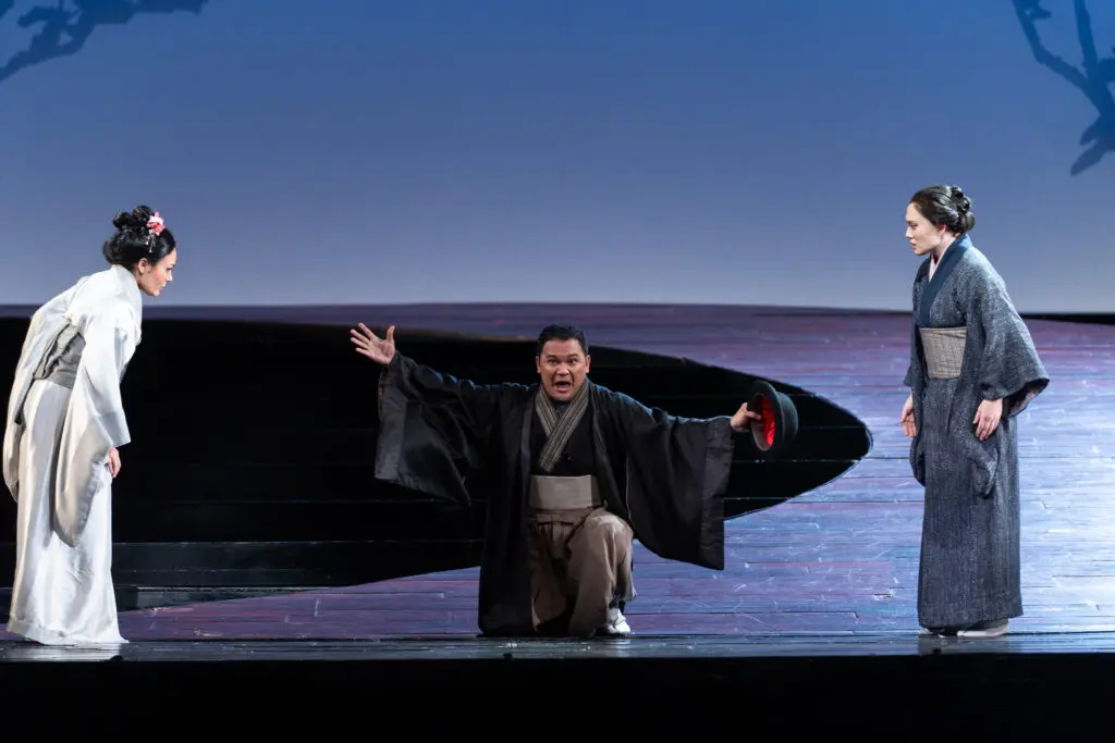 Yongzhao Yu as Pinkerton in a rehearsal of Houston Grand Opera's Madame Butterfly (Photo by Michael Bishop)