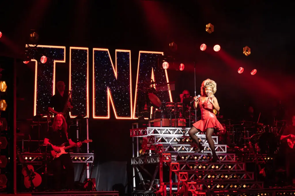 Parris Lewis performing "The Best" as Tina Turner in the North American touring production of TINA — The Tina Turner Musical. (Photo by Matthew Murphy for MurphyMade, 2023)