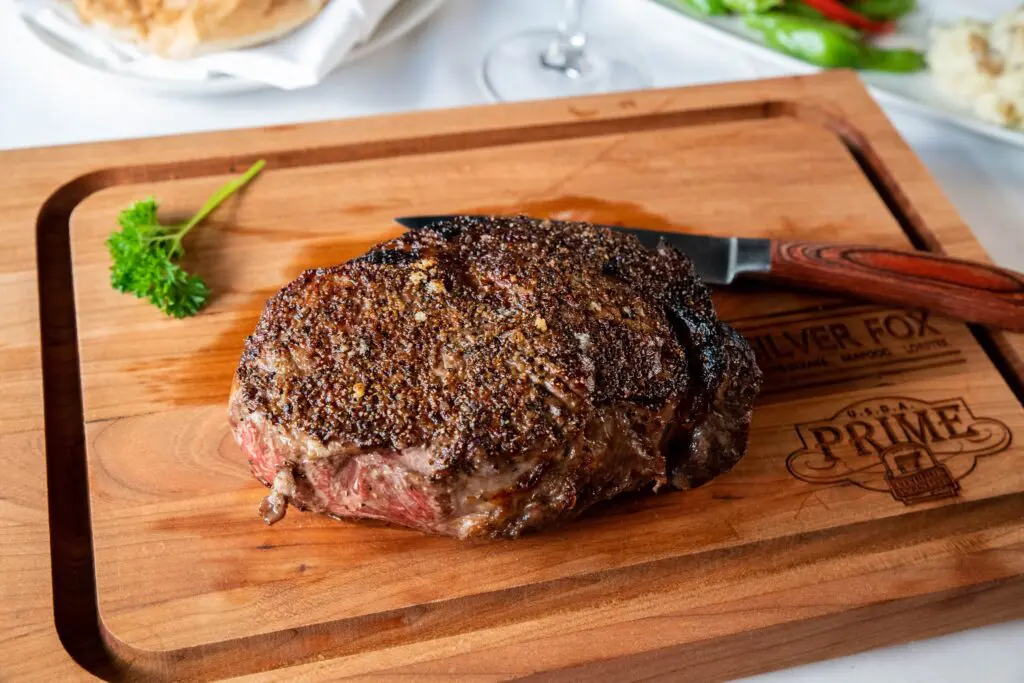 The rich marbling makes the Delmonico cut at Silver Fox exceptionally juicy and flavorful.