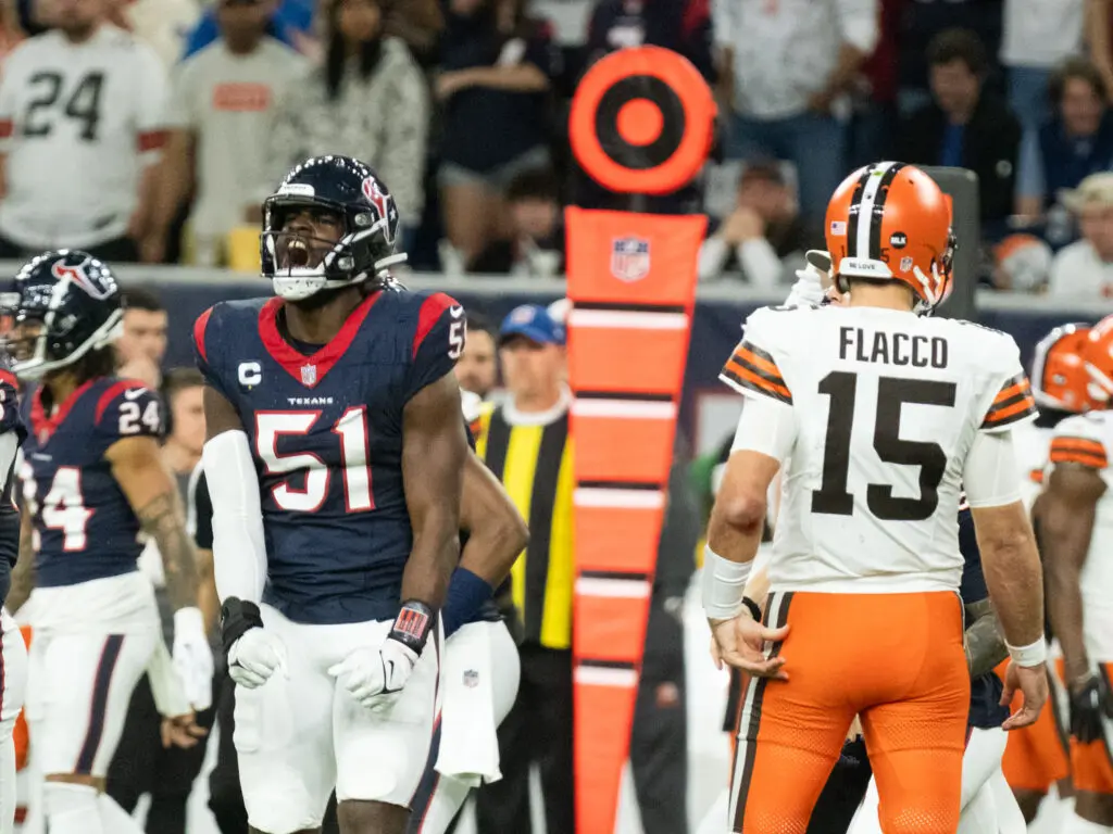 Houston Texans rookie defensive end Will Anderson Jr. brings a lot of enthusiasm to a together team. (Photo by F. Carter Smith)