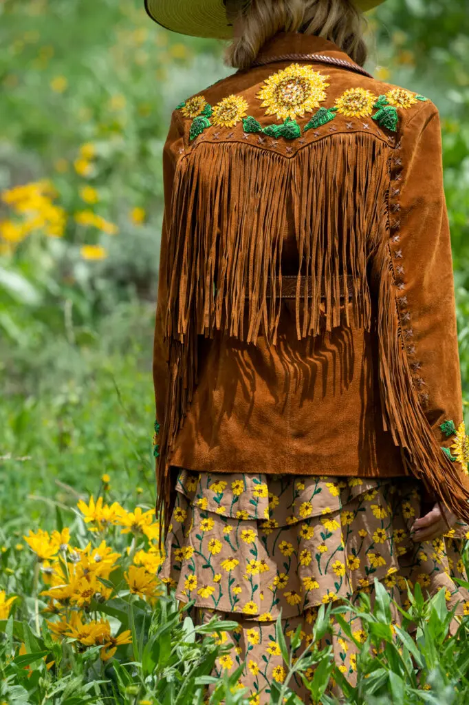 Fringed suede with embroidery is an exciting element of the Lela Rose Ranch collection. (Photo by Lela Rose Ranch)