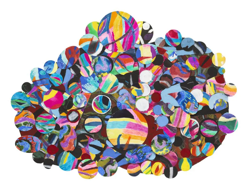 Howardena Pindell's mixed media on paper collage "Untitled #5," 2013, at Museum of Fine Arts, Houston. 
 (Courtesy Howardena Pindell and Garth Greenan Gallery)