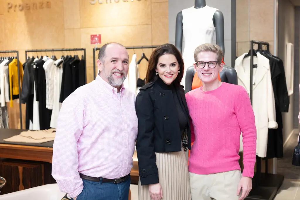 Kirk Kveton, Ann Ayre, Daniel Orion at the Houston Sweethearts Tea at Saks Fifth Avenue. (Photo by Daniel Ortiz)