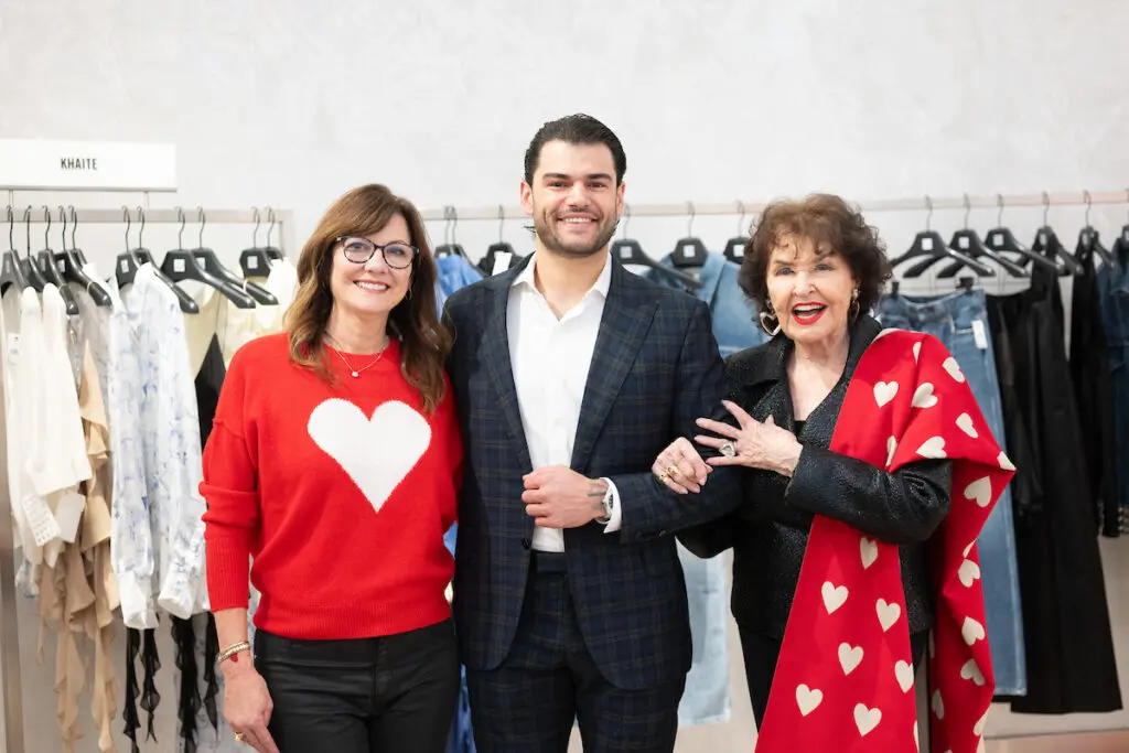 Angie Roberts, Lance McCullers Jr., Warner Roberts at the Houston Sweethearts Tea at Saks Fifth Avenue. (Photo by Daniel Ortiz)