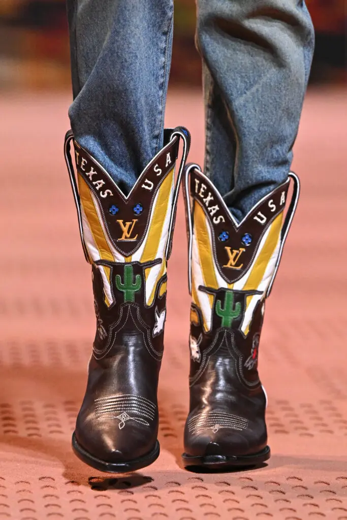 The Louis Vuitton limited-edition LV Texan Boot comes in three styles, this one all Texan.