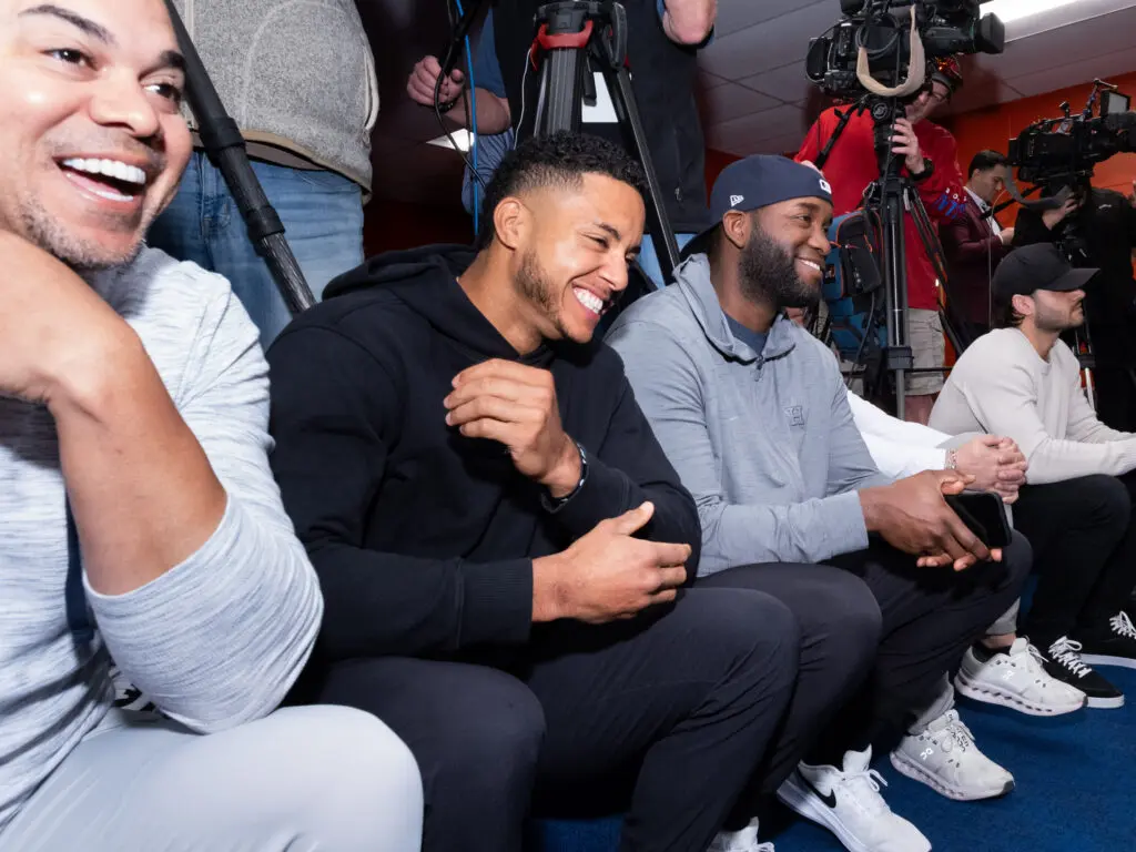Jose Altuve's Astros teammates — including Jeremy Pena and Yordan Alvarez — came to support him. (Photo by F. Carter Smith)