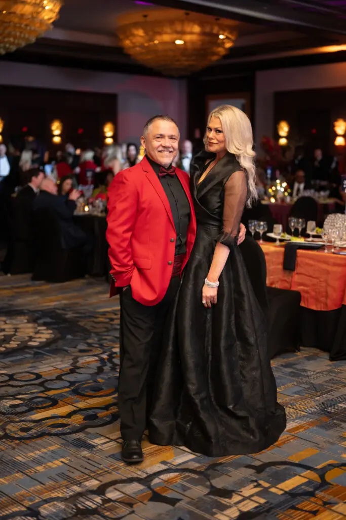 Bruce Padilla, Courtney Cole Hall  at the 40th anniversary American Heart Association Heart Ball. (Photo by Daniel Ortiz)