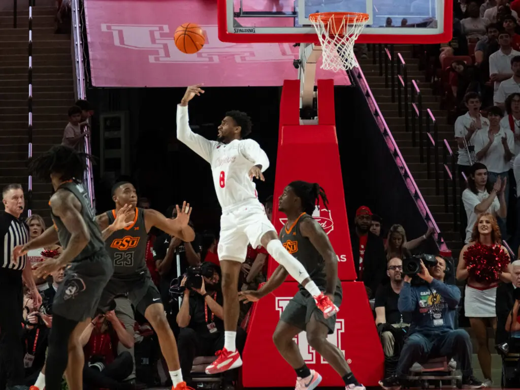 UH reserve guard Mylik Wilson can hit some acrobatic shots along with his stifling defense. (Photo by F. Carter Smith)