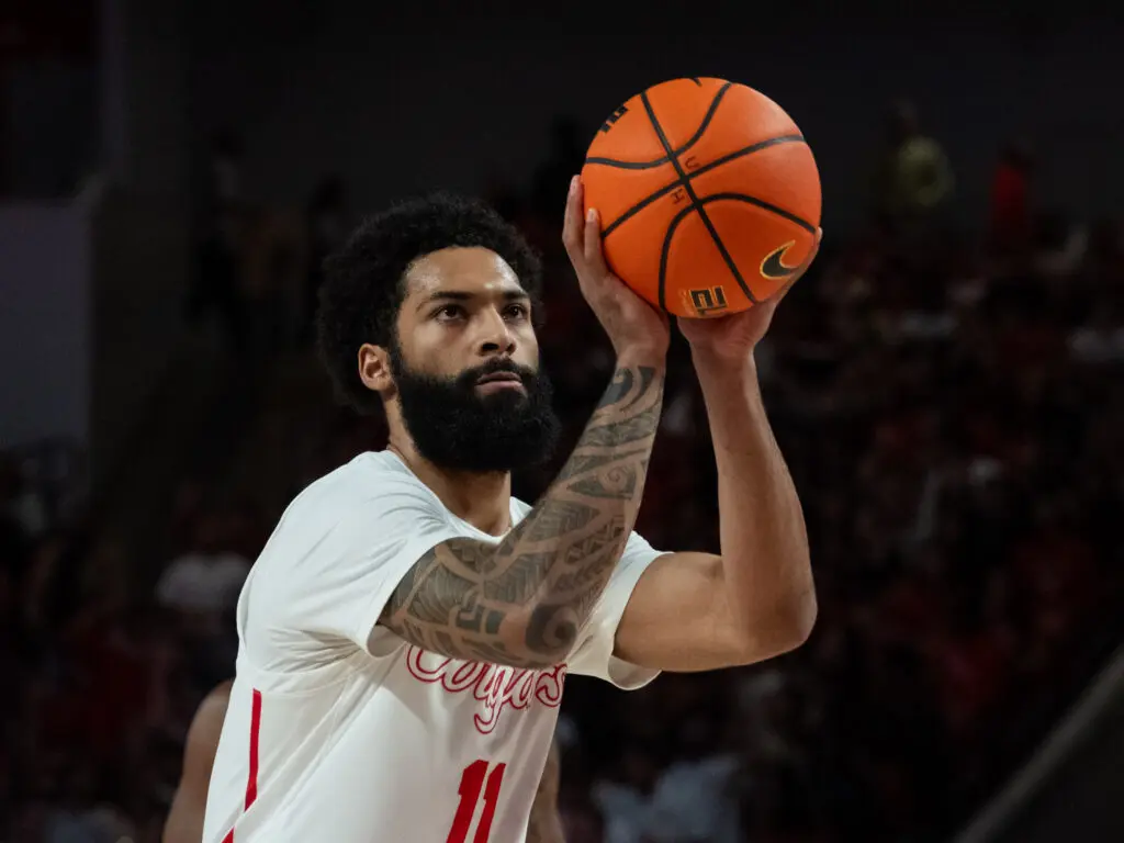 Houston guard Damian Dunn is a Temple transfer with a history of big scoring games. (Photo by F. Carter Smith)