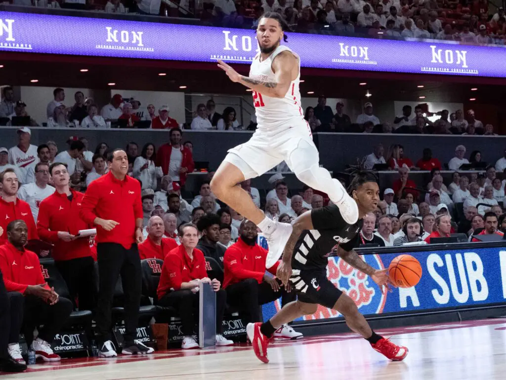 University of Houston wing guard Emanuel Sharp is becoming a better and better defensive player. (Photo by F. Carter Smith)