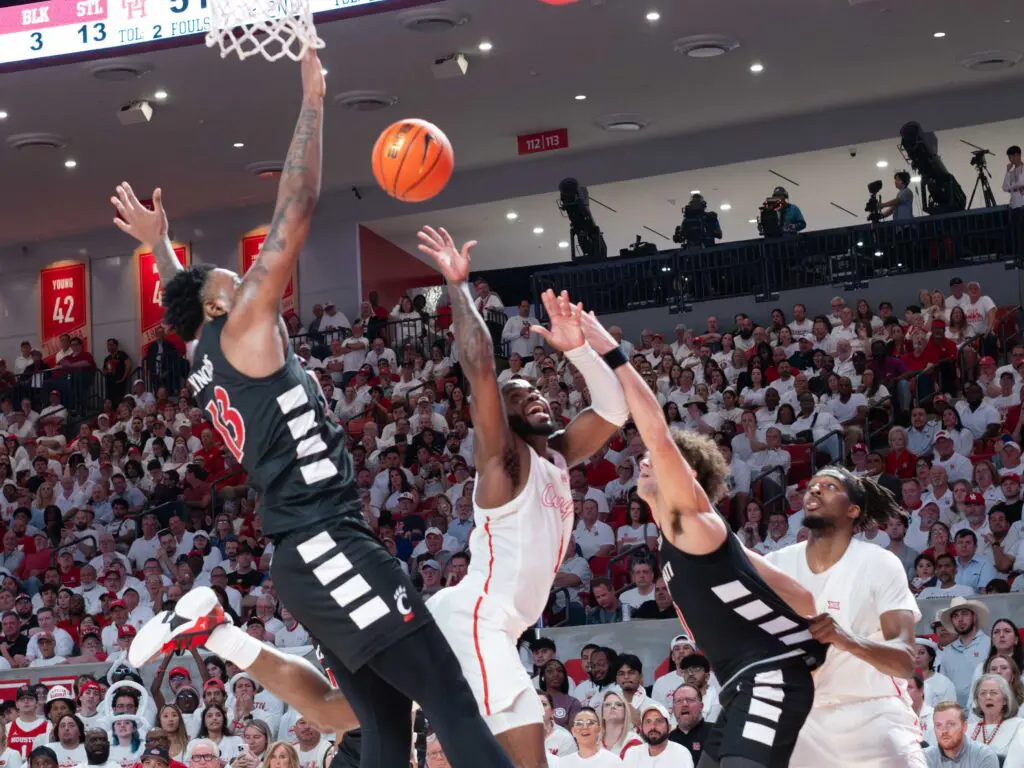University of Houston point guard Jamal Shead knows how to get to the rim. (Photo by F. Carter Smith)