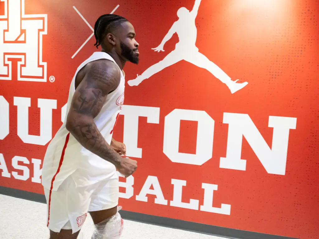 Point guard Jamal Shead is the face of University of Houston basketball in many ways. (Photo by F. Carter Smith)