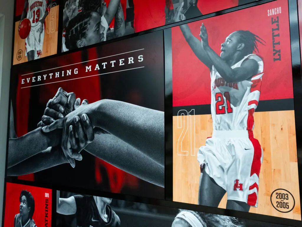 Houston women's basketball gets its own wall in the renovated facility too. (Photo by F. Carter Smith)