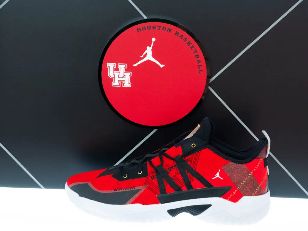 Houston basketball shows off its Jordan affiliation to great effect in the revamped second floor facility, (Photo by F. Carter Smith)