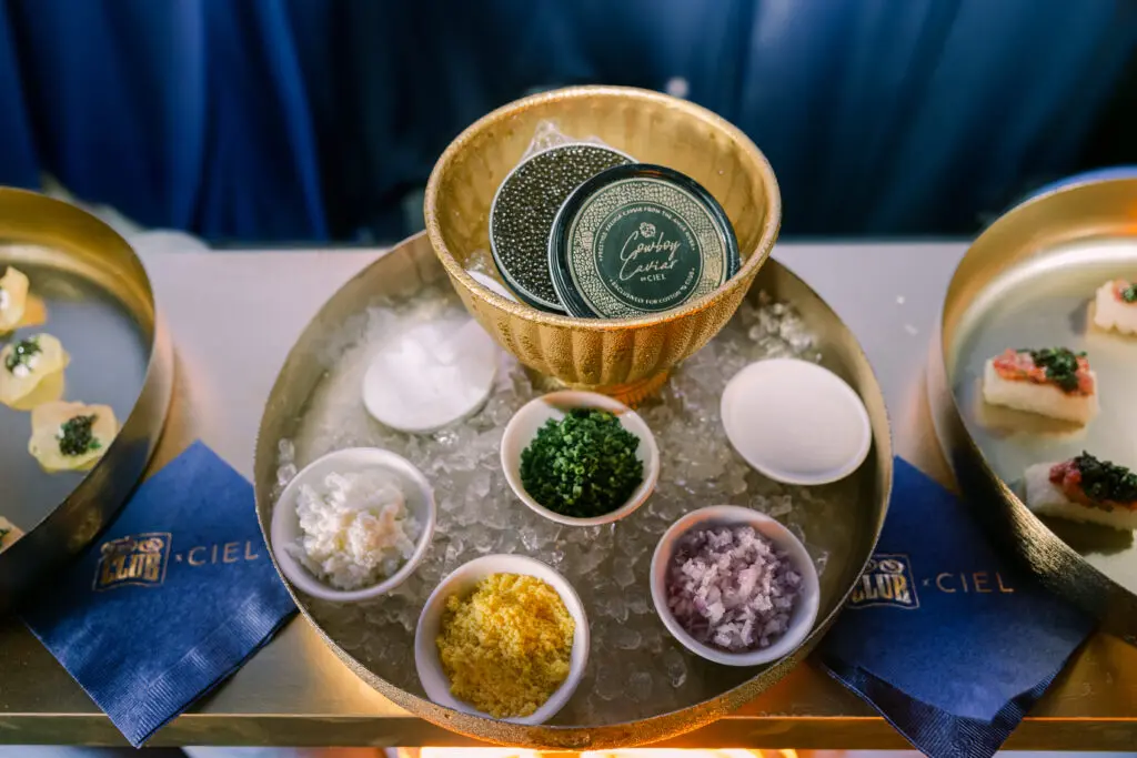 Cowboy Caviar x CIEL for guests in the Cotton 'Q Club Gold Pony VIP Lounge (Photo courtesy of Cotton Holdings Inc.)