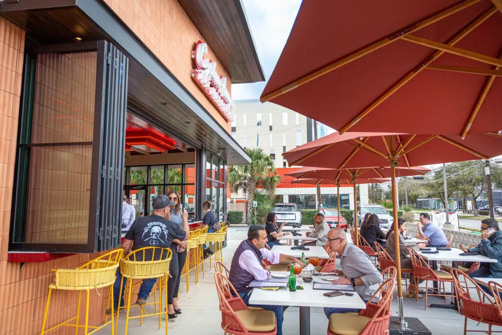 The patio outside the new recently opened River Oaks Cyclone Anaya's is on Westheimer.  (Photo by Jenn Duncan)