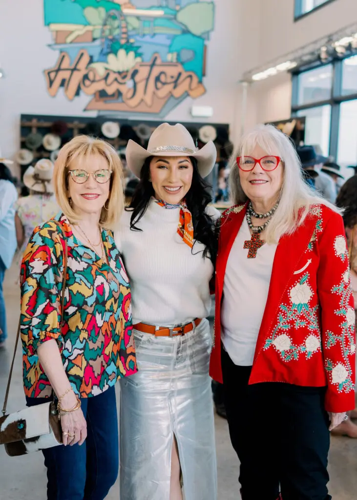 Jane Burnap, Nancy Almodovar, Marilyn DeMontrond at the rodeo bash welcoming the Kemo Sabe pop-up at Nan and Company Properties headquarters. (Photo by Nan Studio)