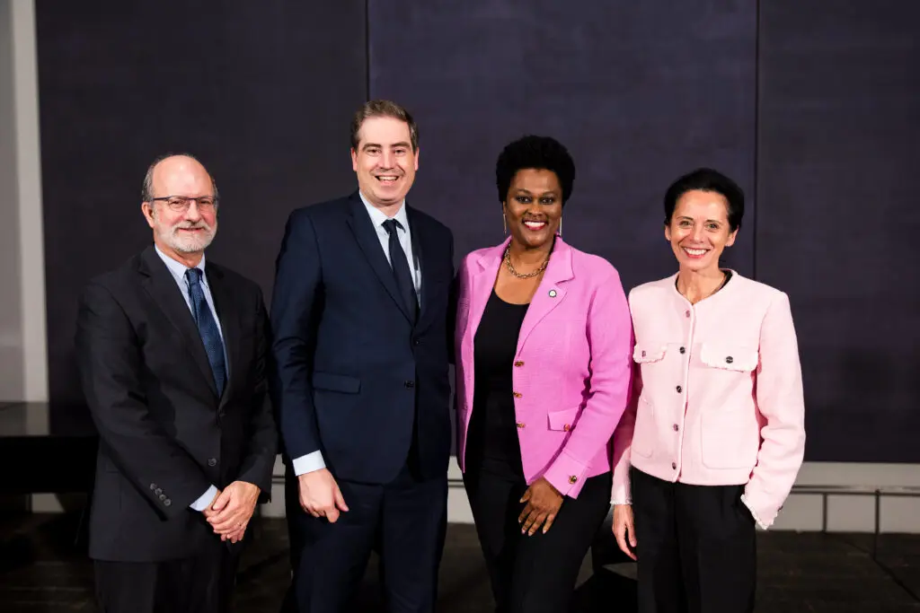 David Leslie, Olivier Becht, Martha Castex-Tatum, Valérie Baraban at Celebrating 100 Years of Friendship at Rothko Chapel (Photo by Hung L. Truong)