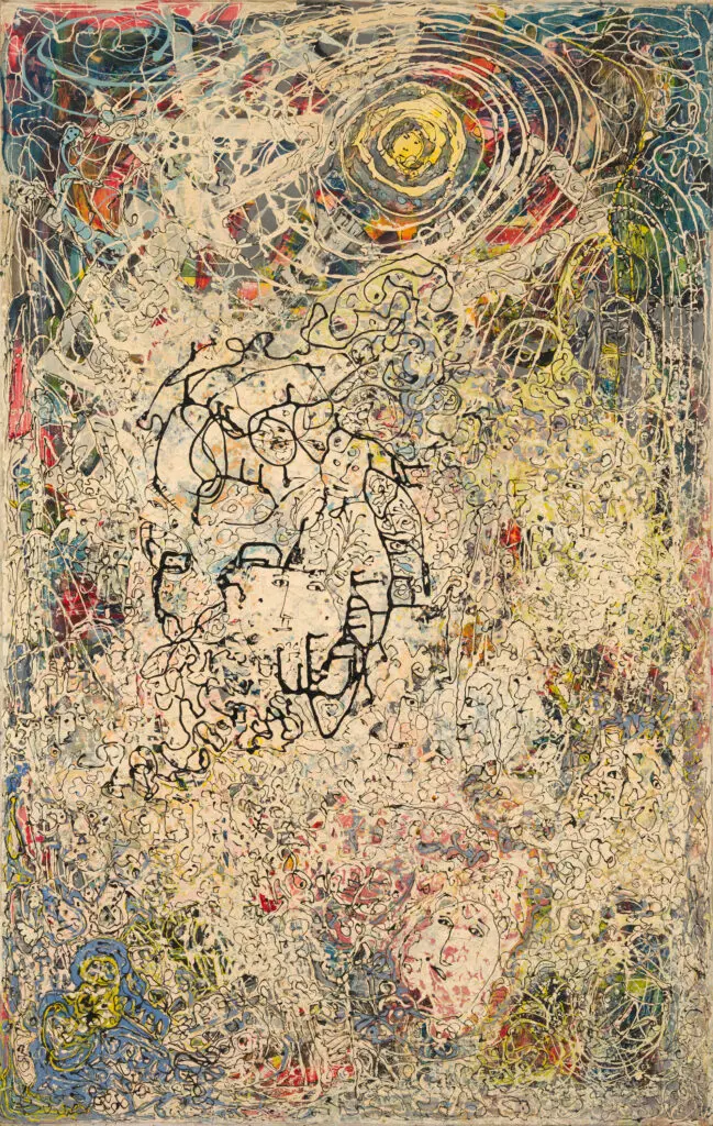 Janet Sobel's "Heavenly Sympathy," 1947, at Crystal Bridges Museum of American Art, Bentonville, Arkansas. (© Janet Sobel. Photo by Edward C. Robinson III)