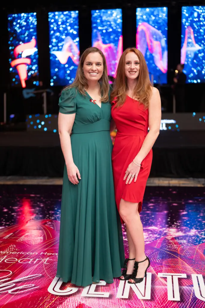 Gala chair Kelly Hackett, Danielle Hammons  at the 40th anniversary American Heart Association Heart Ball. (Photo by Daniel Ortiz)