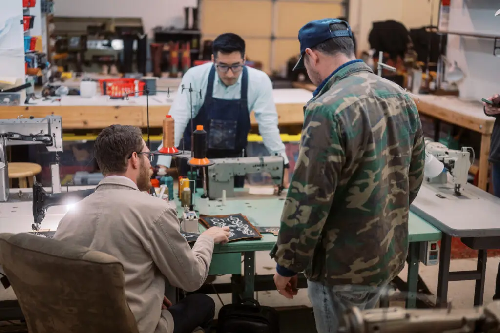 Parker Boot Company design studio where true craftsmen are engaged in creating custom Western boots.