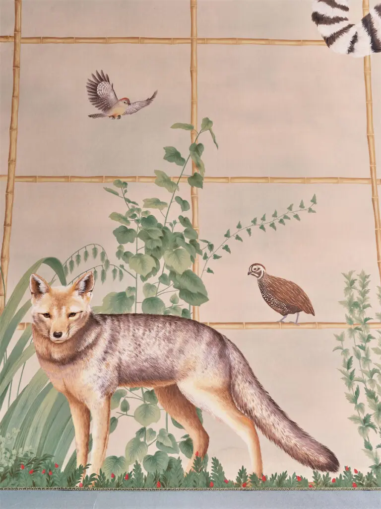 De Gournay's Trellised Menagerie wallpaper. 