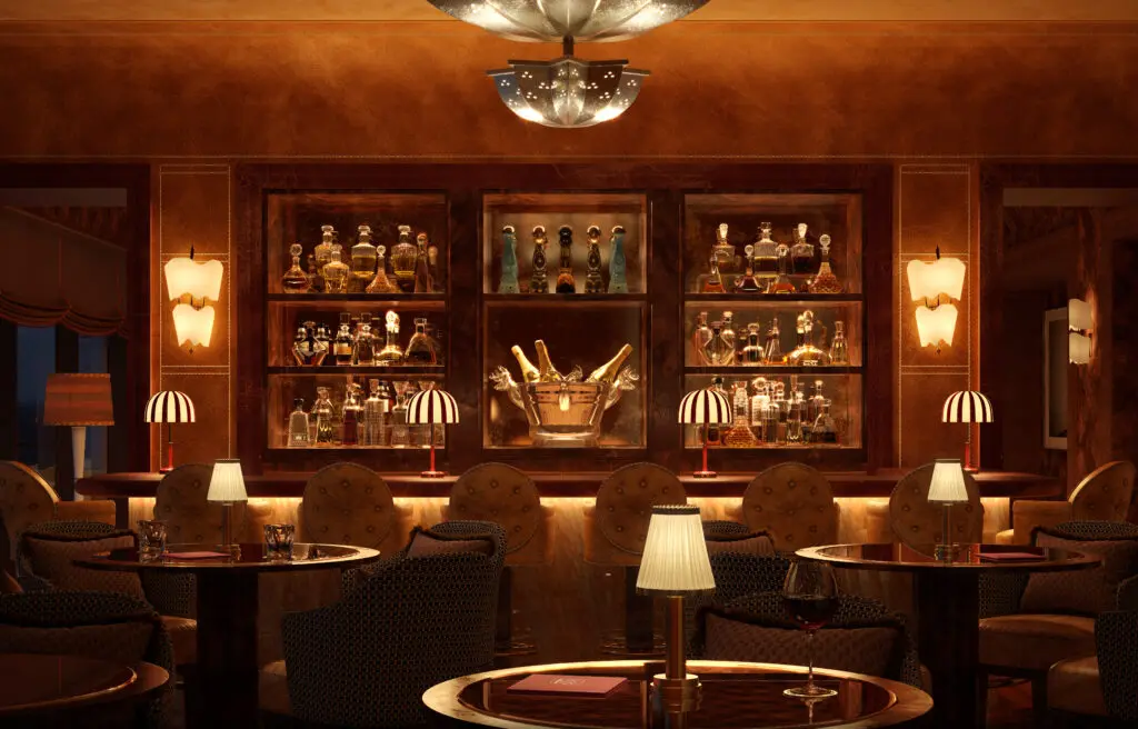 Bar at The Knox designed by Martin Brudnizki. (Courtesy Auberge Resorts)