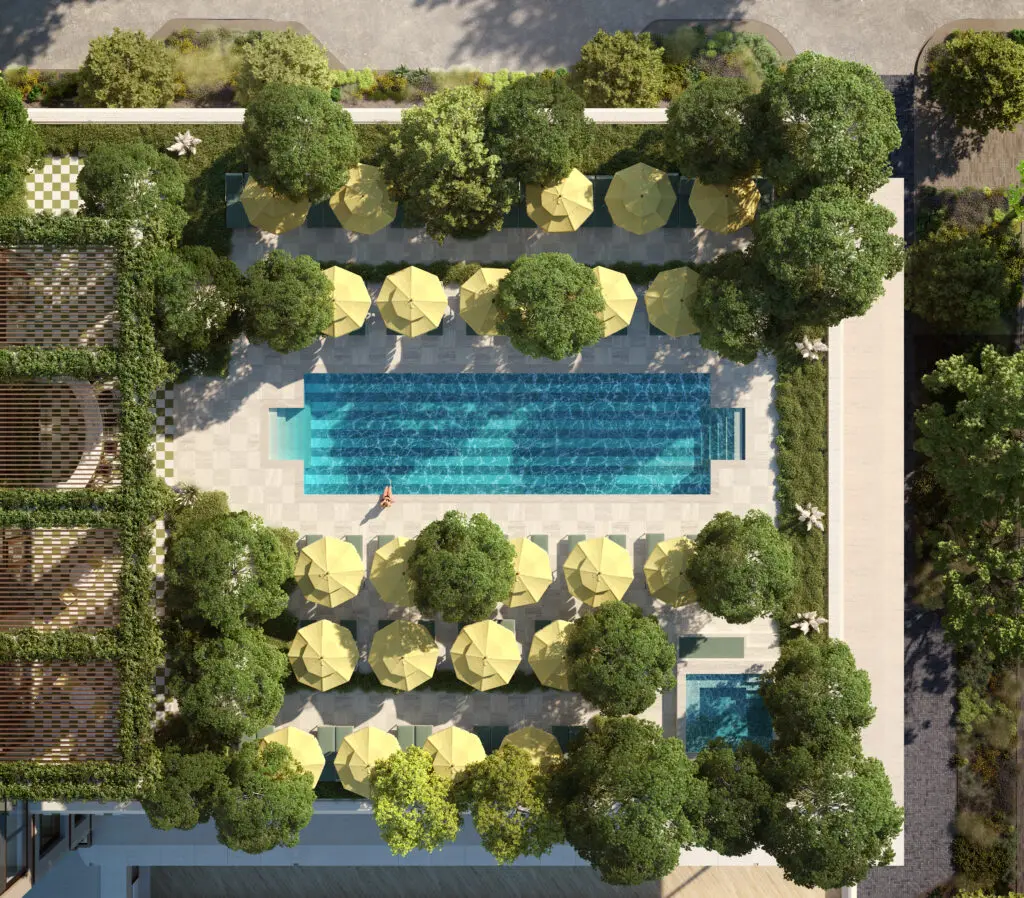 The Knox hotel pool deck. (Courtesy Auberge Resorts)