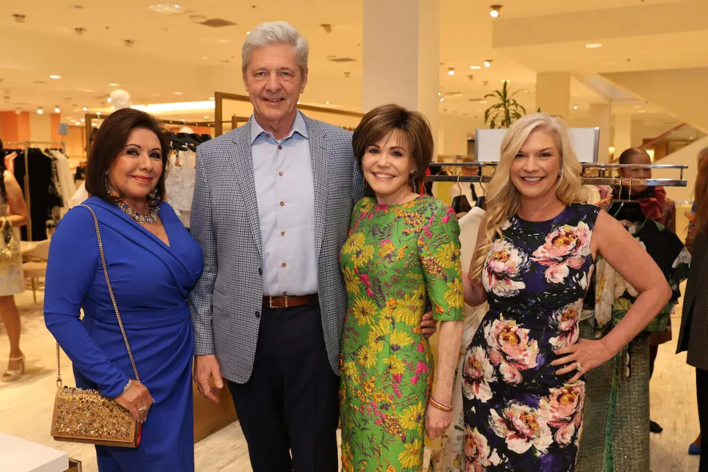 Debbie Festari, Bobby Dees, Hallie Vanderhider, Tammie Johnson  at the PaperCity Philanthropy in Fashion Best Dressed announcement party at Neiman Marcus (Priscilla Dickson)