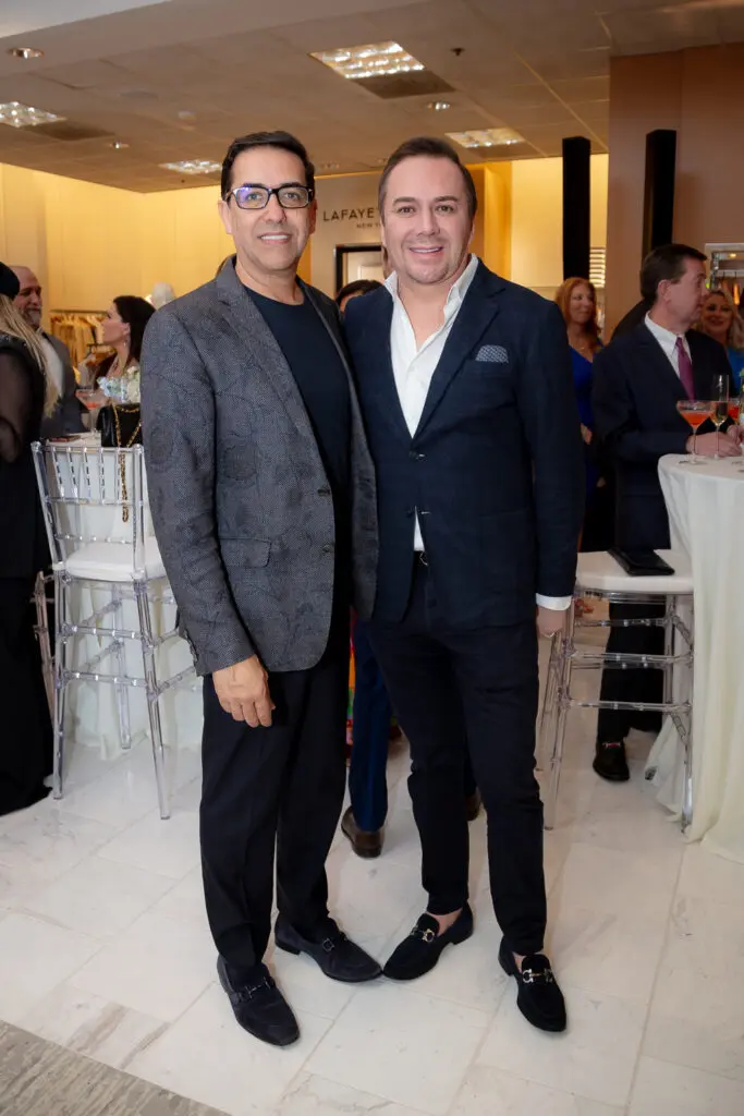 Marcelo Saenza & Adrian Dueñas at the PaperCity Philanthropy in Fashion Best Dressed announcement party at Neiman Marcus (Photo by Kara Trail, Miroma Photography)
