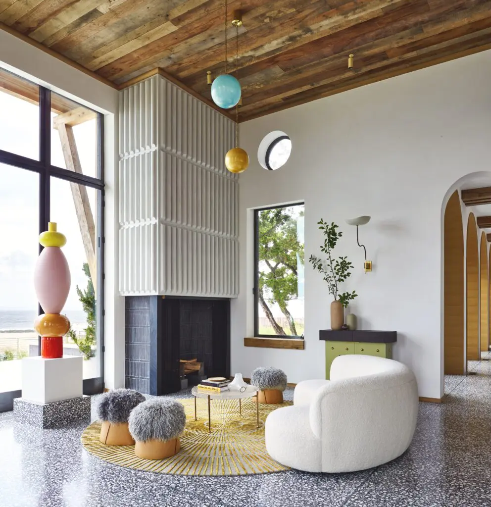 Living room of Seaside Villa, from the book John Ike: 9 Houses / 9 Stories: An Architect and His Vision (Vendome). (Photo by Richard Powers with Anita Sarsidi)