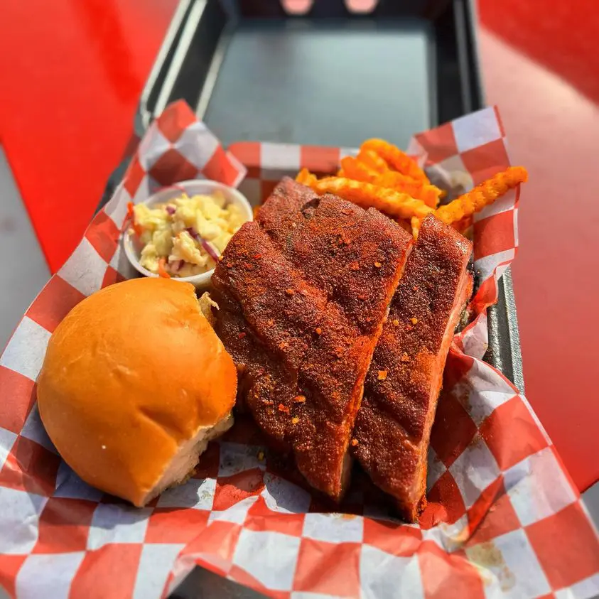 From the pitmasters behind Goldee's Barbecue, Ribbee's is coming in hot with these spicy dry-rubbed ribs (one of five combinations). 