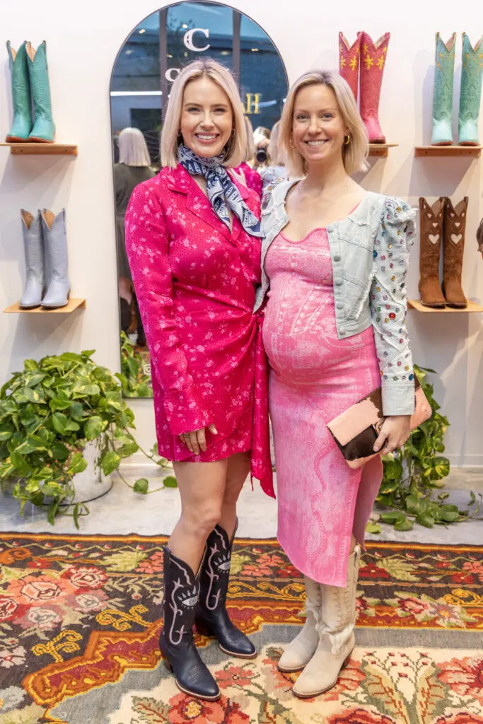 City Boots founder and CEO Lizzy Chestnut Bentley, store designer Lauren Wills Grover of Wills Design Associates at the opening of City Boots in Autry Park.  (Photo by Jordan Geibel)