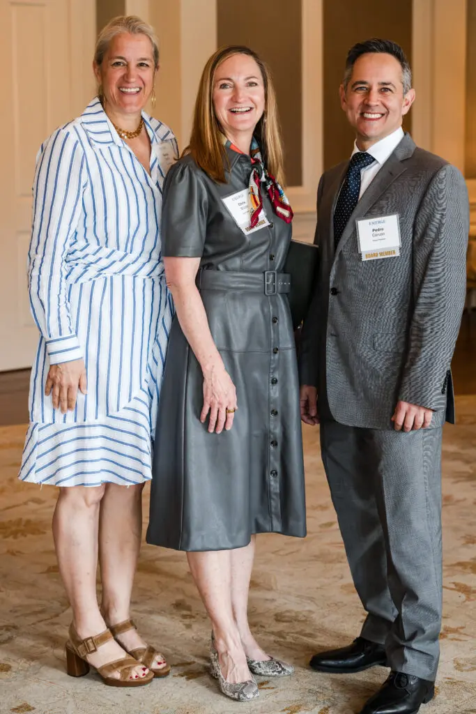 Denise Smith, Chris Bryan, Pedro Caruso at the seventh annual 'Build The Village' luncheon benefiting EMERGE. (Photo by Rob Greer)