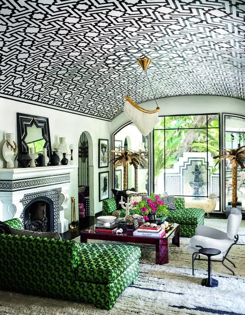The living room of Martyn Lawrence Bullard's historic LA home. (Photo by Douglas Friedman)