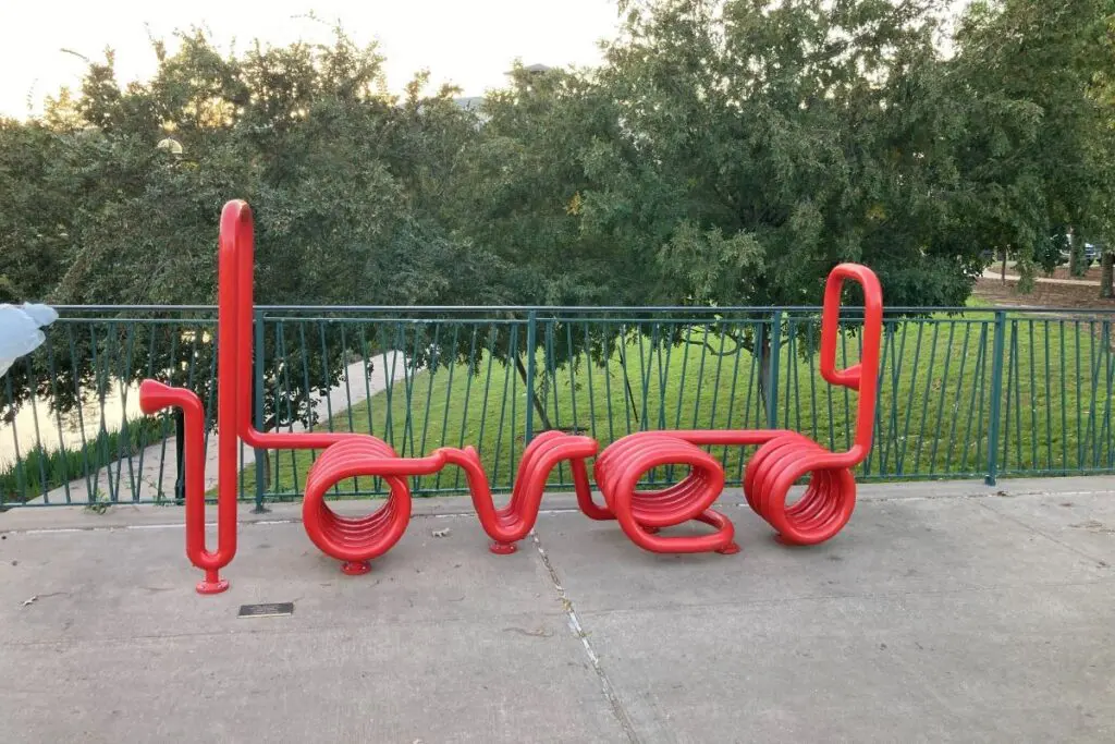 The “You Are Loved” bench is located at the Lower Town Green Park in The Woodlands.