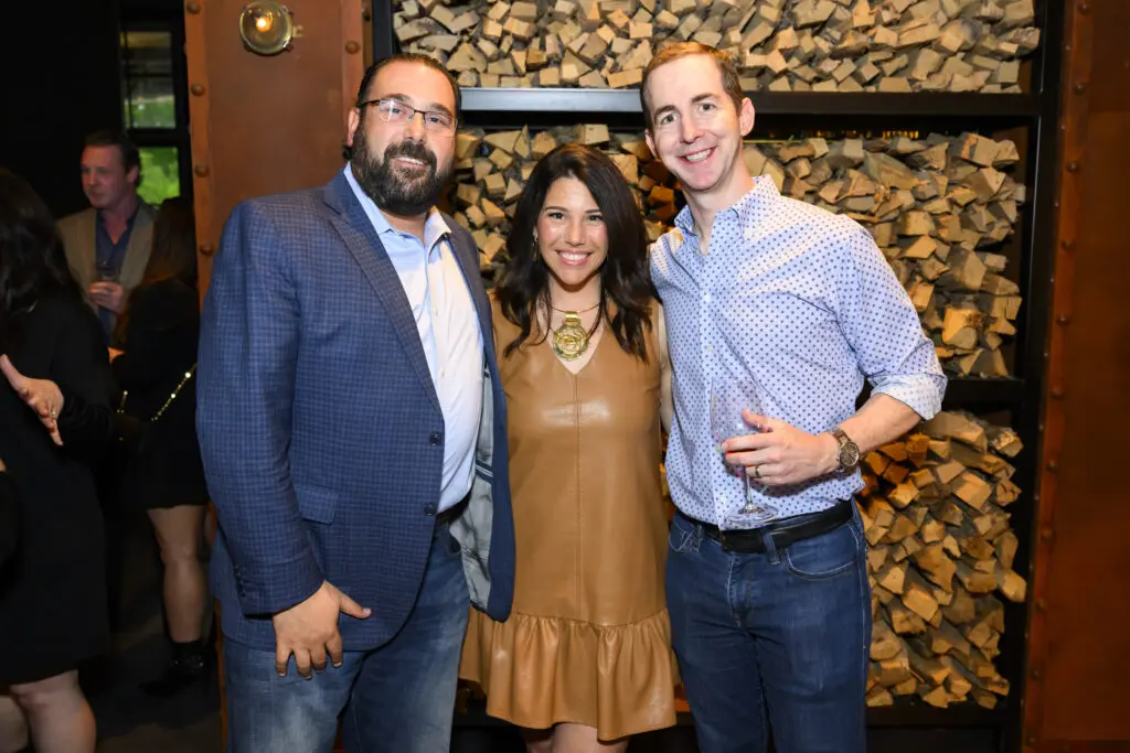 Jason Fletcher, Stephanie & Thomas Hatfield at the grand opening of Ben Berg's latest concept, Prime 131, a live-fire and sushi restaurant  (Photo by Michelle Watson, Catchlightgroup.com)