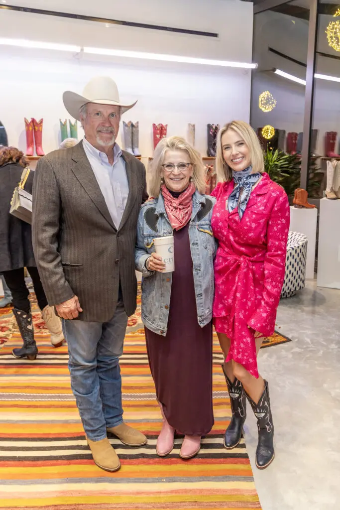 Jeff Chestnut, Denise Chestnut, Lizzy Chestnut Bentley at the opening of City Boots in Autry Park.  (Photo by Jordan Geibel)