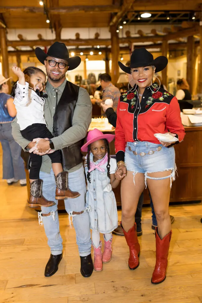 LeToya Luckett with her children, Gigi and Ty, and business manager Taleo at Pinto Ranch.  ((Photo by Ivonne Perla Creative)