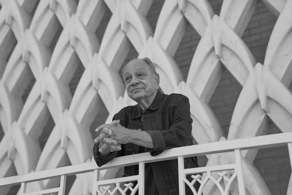 Artist/collector/museum founder Cheech Marin reflecting outside of The Cheech Marin Center for Chicano Art & Culture, Riverside Art Museum, Riverside, California. Marin will be one of three honored speakers at the Rothko Chapel Inspirit Dinner. (Photo by David Fouts) 