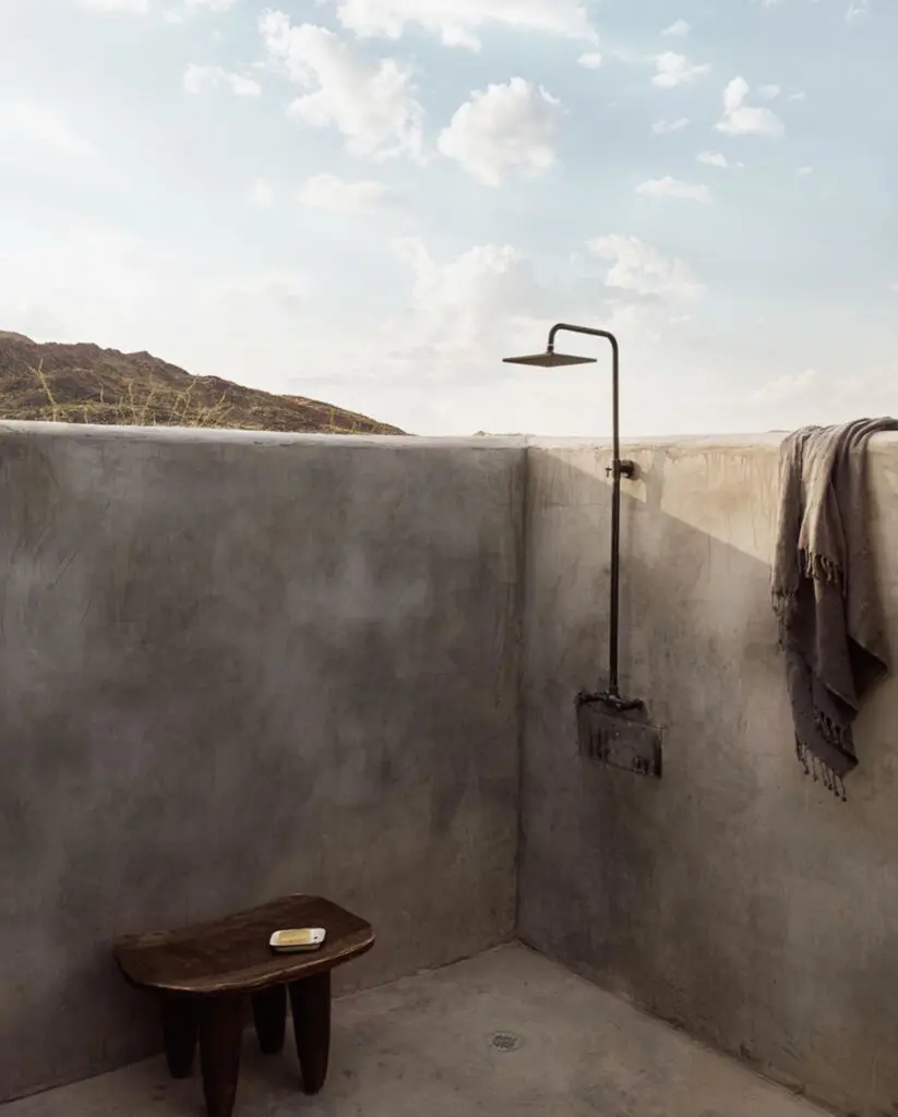 An outdoor shower at Willow House. 