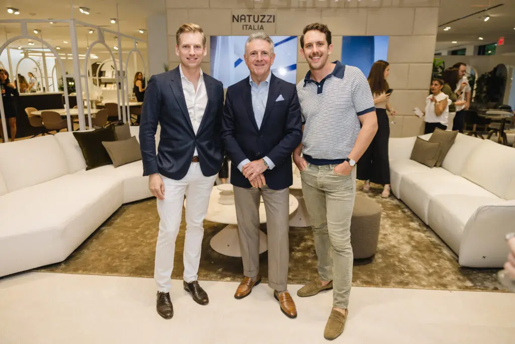 Kyle Dutton, Mark Elias, Ben Barrett at Natuzzi Italia Houston Grand Opening (Photo by Johnny Than)