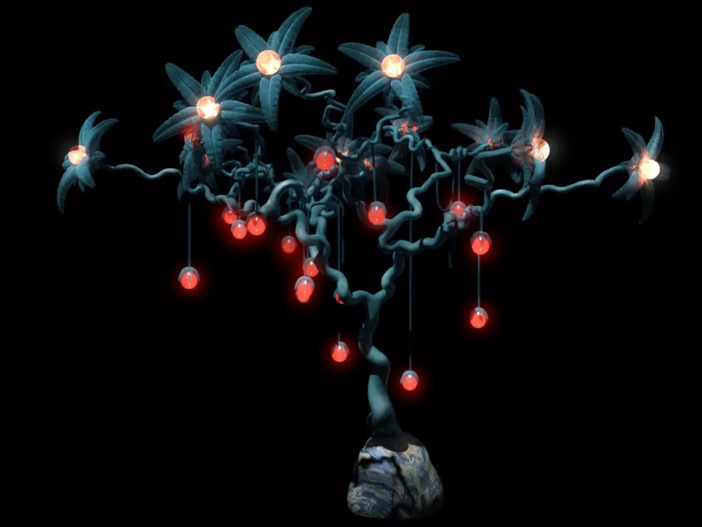 Digital rendering of The Haas Brothers’ 
"The Strawberry Tree," 2023.