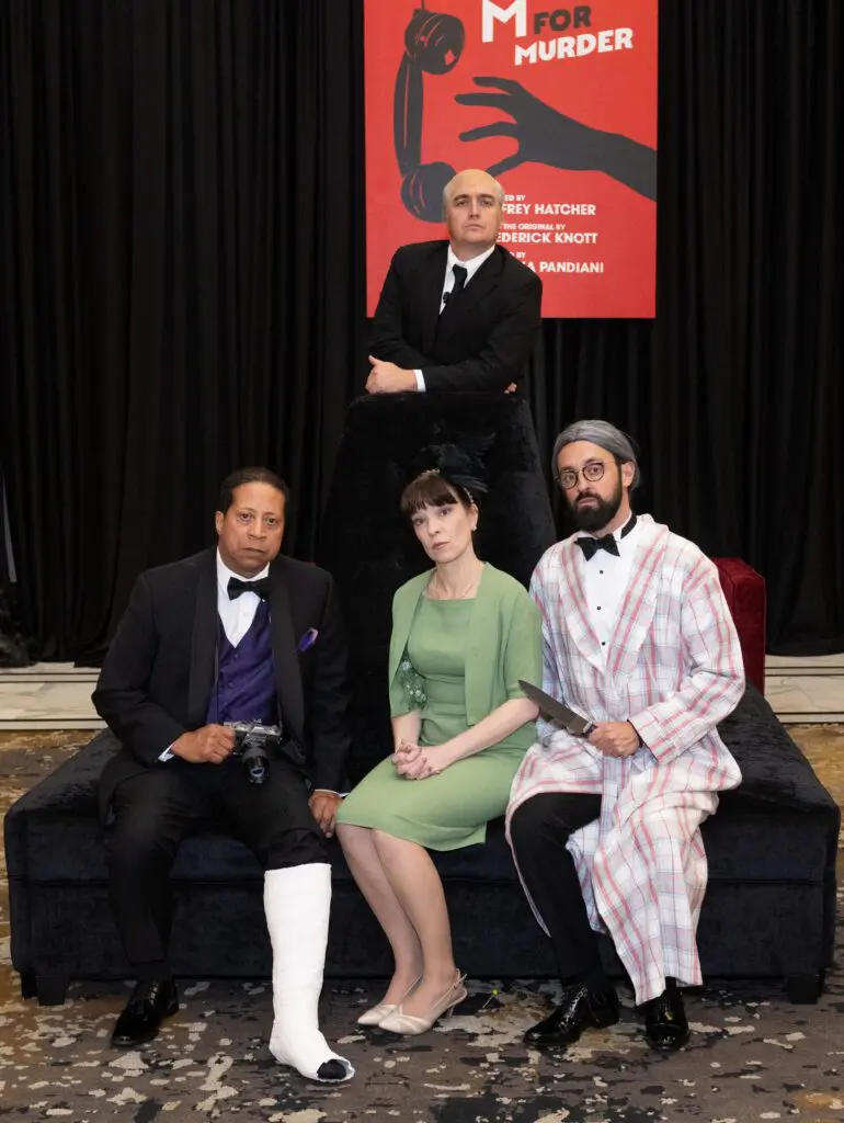 Members of the Alley Theatre Resident Acting Company Dylan Godwin, Elizabeth Bunch, David Rainey and in back Chris Salazar at the Alley Ball. (Photo by Wilson Parish)
