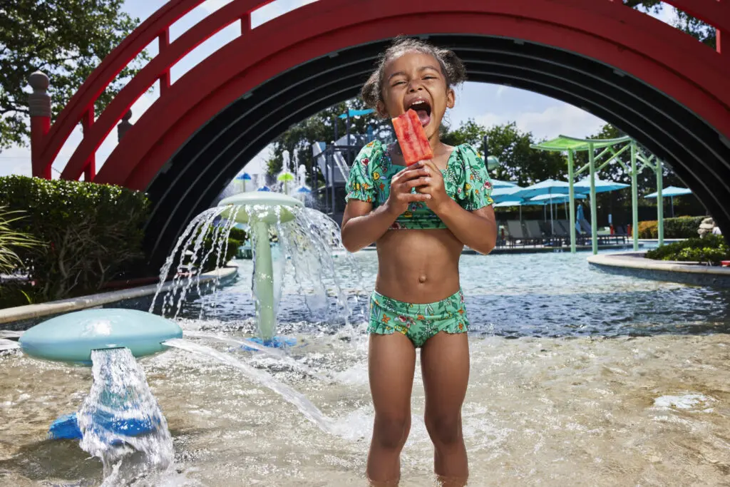 JadeWaters has something for every age, including a kid's splash and play area, two 180-foot slides, and more.