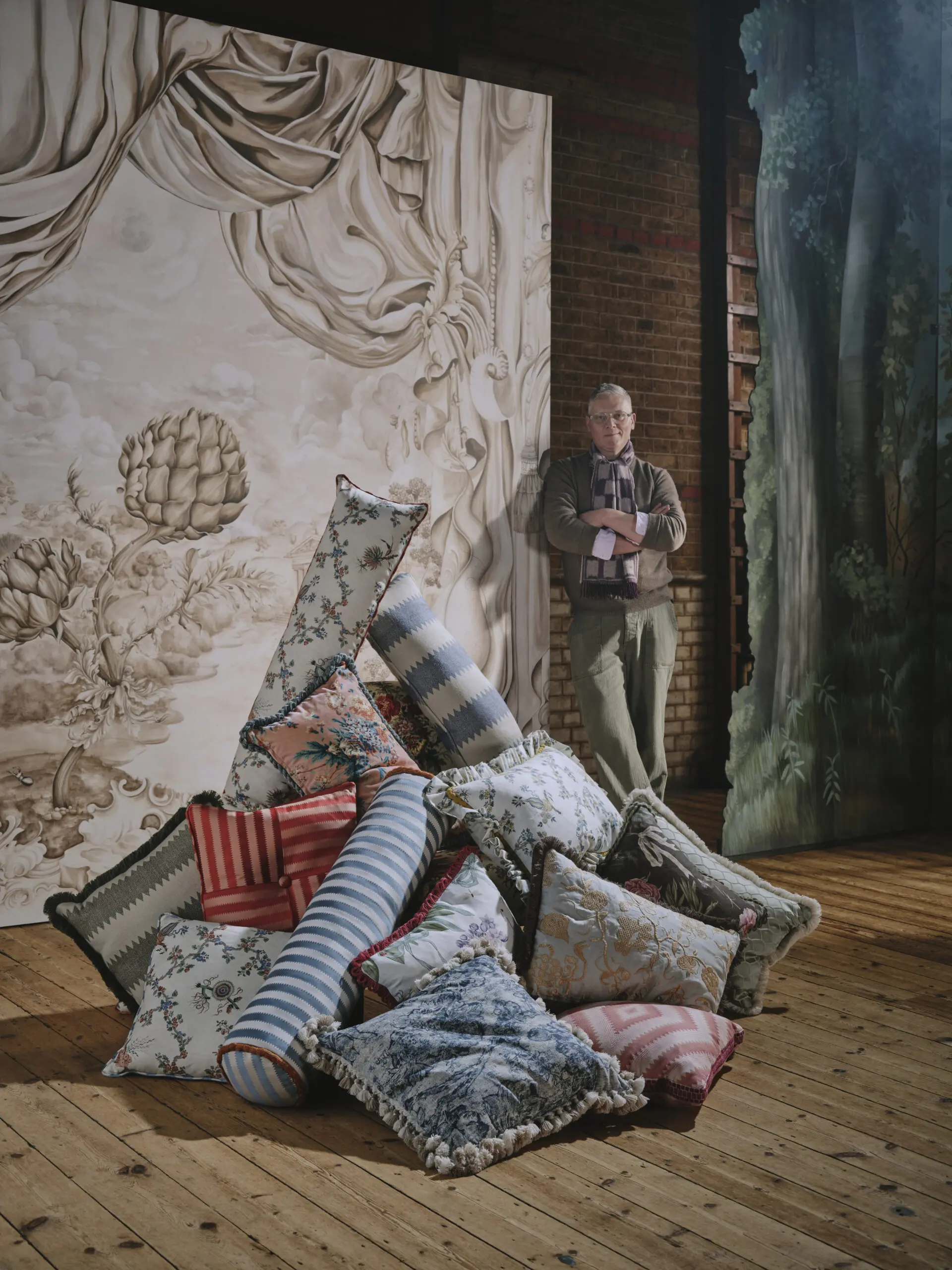 Giles Deacon and his collection for Sanderson, at Culp Associates, Texas Design Week Houston