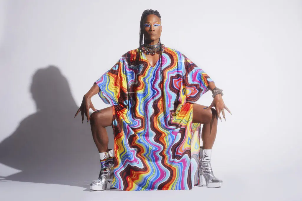 Billy Porter in the Billy Porter Pride kaftan, Oday Shakar for KAFTKO. (Photo by Andrew Egan)