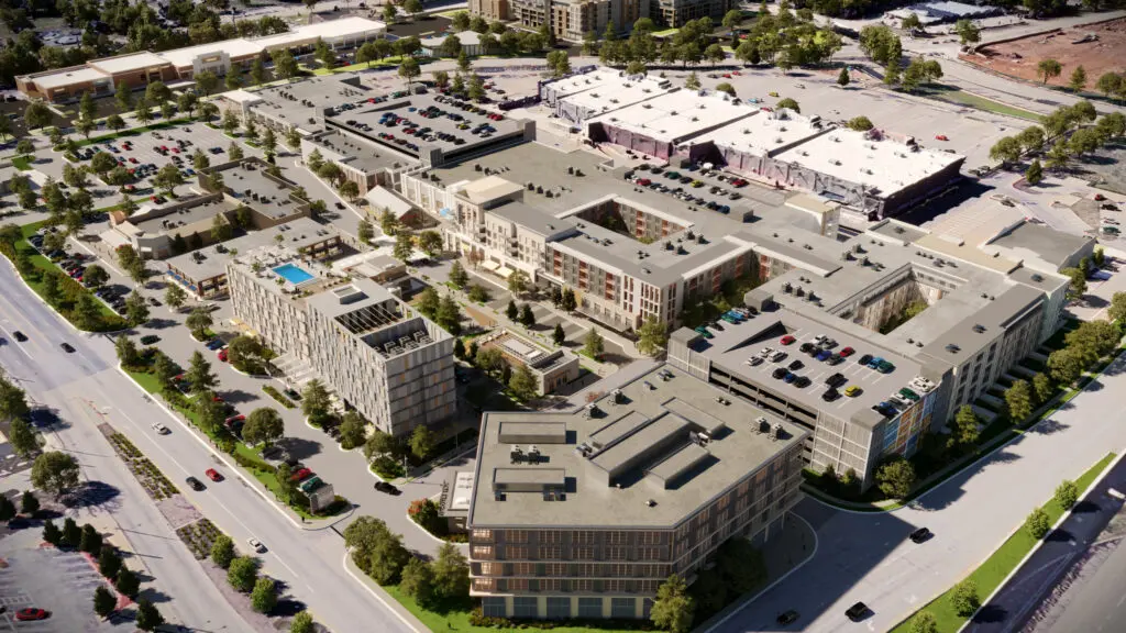 An aerial view of the 45-acre redevelopment of Lincoln Square, Anthem. (Rendering by Dwell Design Studio)