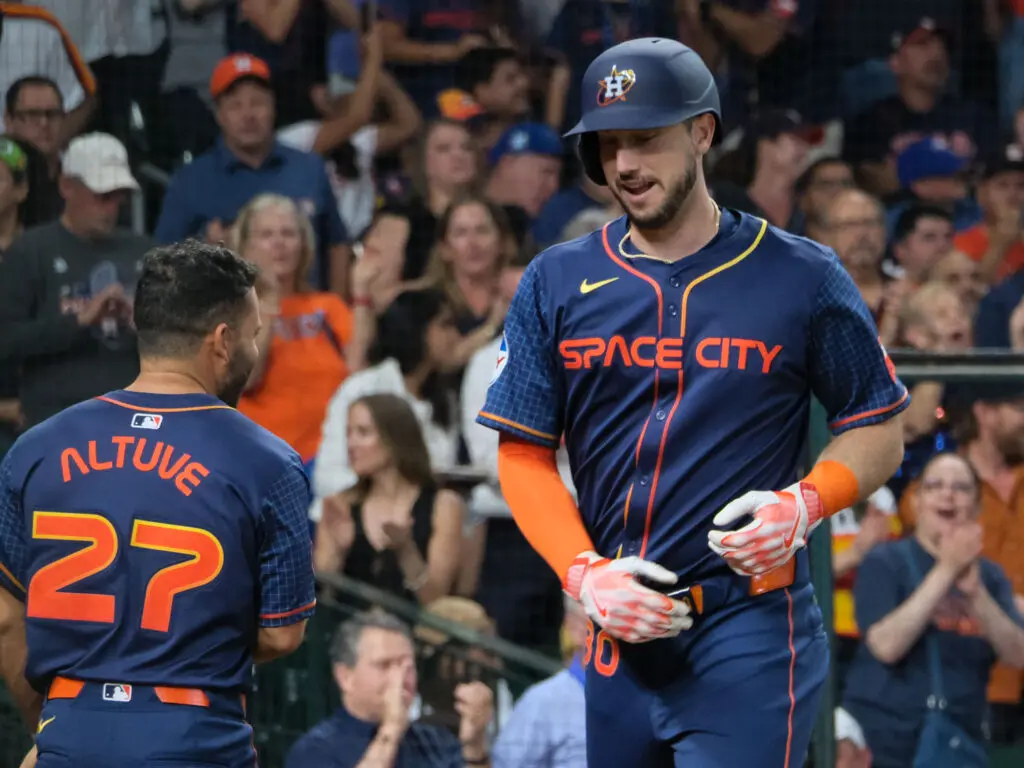 Houston Astros Jose Altuve and Kyle Tucker can do a lot of damage t the plate. (Photo by F. Carter Smith)